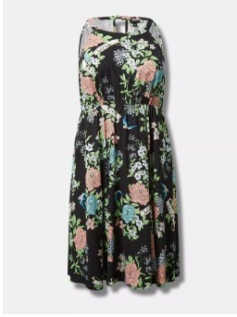 Torrid A‑Line Mini Dress — SKU 41010030 Size 0 — Line Airbrush Floral Deep BlacK
